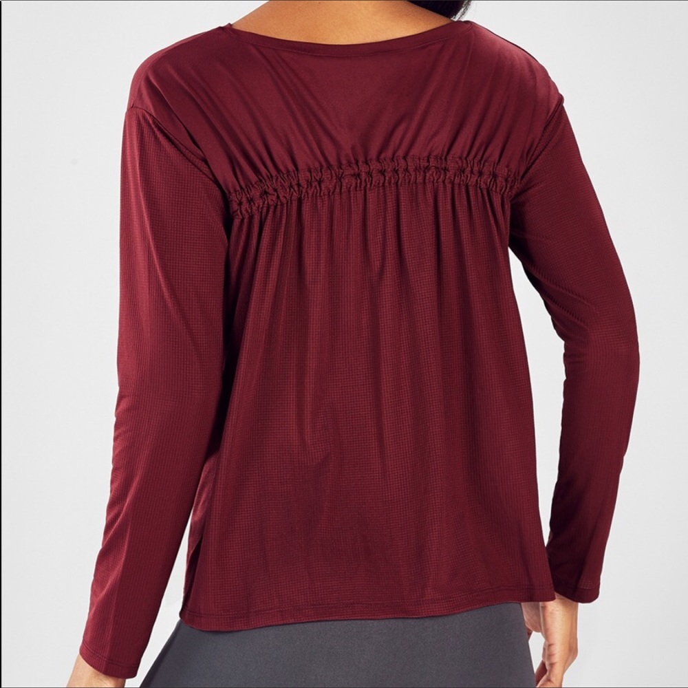 Fabletics Cashel Cinched Long Sleeve Top-Berry
